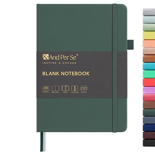 &And Per Se A5 Hardcover Journal Notebook – Multiple Paper Styles - Green