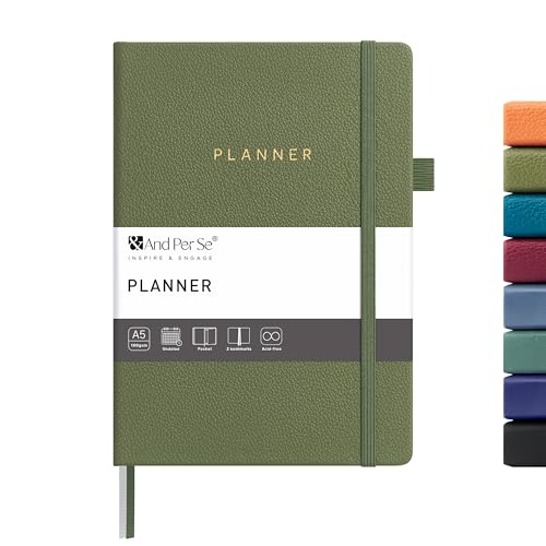 &And Per Se Undated Academic Planner – A5 Hardcover - Olive Green