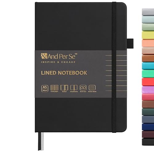 &And Per Se A5 Hardcover Journal Notebook – Multiple Paper Styles - Black