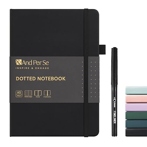 &And Per Se A5 Journal & Pen Set – Lined and Dotted Styles - Black
