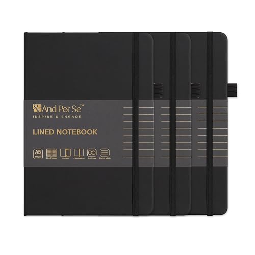 &And Per Se A5 Hardcover Journal Notebook – Multiple Paper Styles - Black