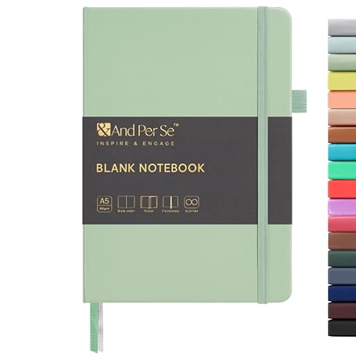 &And Per Se A5 Hardcover Journal Notebook – Multiple Paper Styles - Light Green