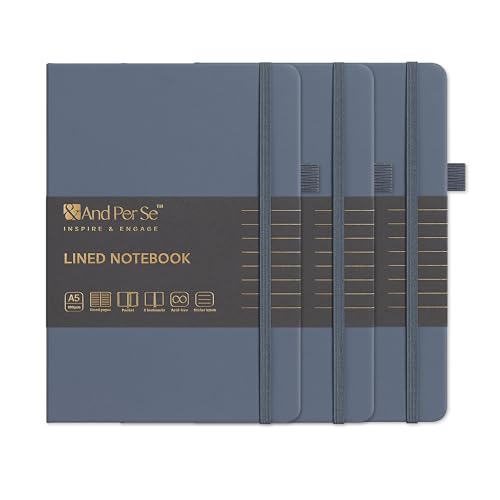 &And Per Se A5 Hardcover Journal Notebook – Multiple Paper Styles - Dark Blue