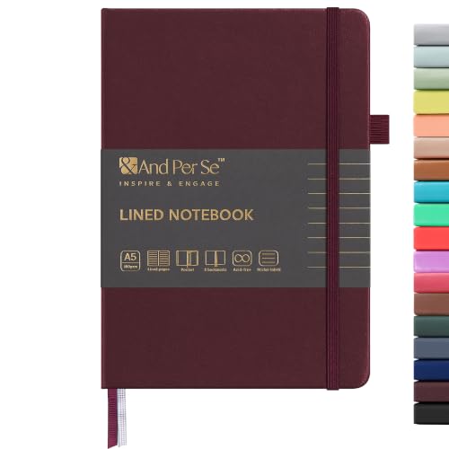 &And Per Se A5 Hardcover Journal Notebook – Multiple Paper Styles - Dark Red