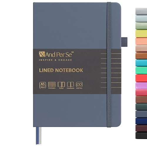 &And Per Se A5 Hardcover Journal Notebook – Multiple Paper Styles - Dark Blue