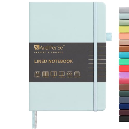 &And Per Se A5 Hardcover Journal Notebook – Multiple Paper Styles - Cyan