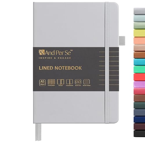 &And Per Se A5 Hardcover Journal Notebook – Multiple Paper Styles - Grey