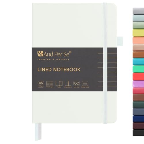&And Per Se A5 Hardcover Journal Notebook – Multiple Paper Styles - White