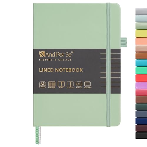 &And Per Se A5 Hardcover Journal Notebook – Multiple Paper Styles - Light Green