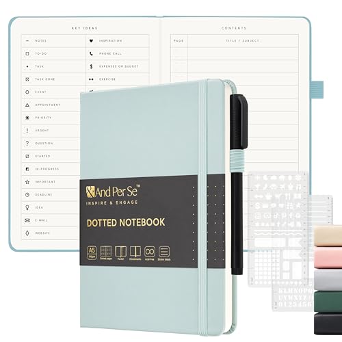 &And Per Se A5 Journal & Pen Set – Lined and Dotted Styles - Cyan