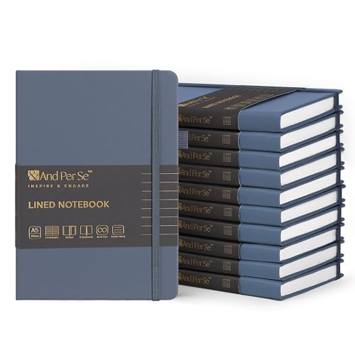 &And Per Se A5 Hardcover Journal Notebook – Multiple Paper Styles - Dark Blue