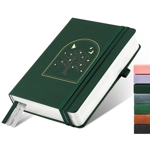 &And Per Se A5 Hardcover Journal Notebook – Multiple Paper Styles - Dark Green With Pattern