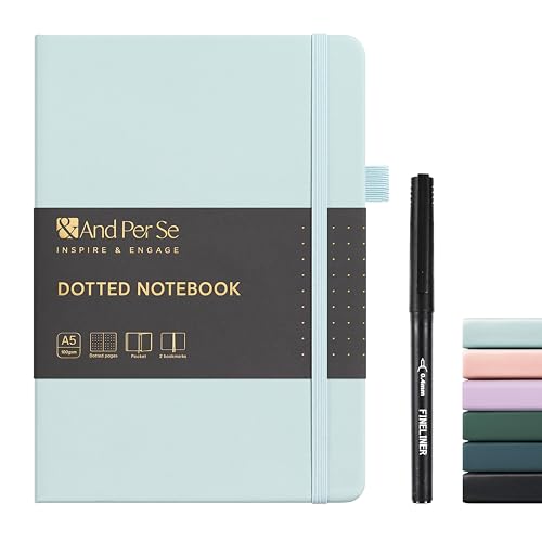 &And Per Se A5 Journal & Pen Set – Lined and Dotted Styles - Cyan