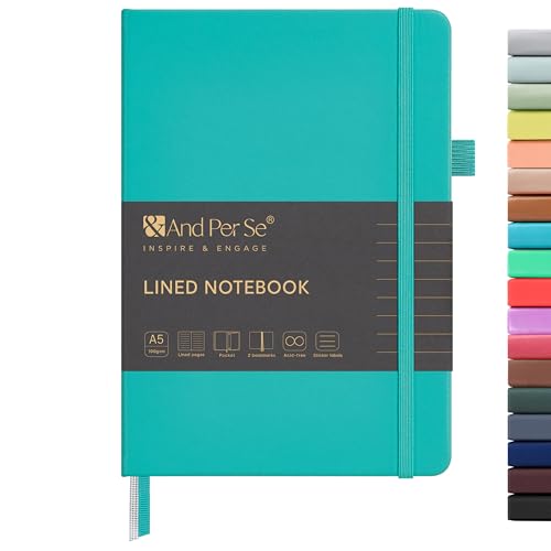 &And Per Se A5 Hardcover Journal Notebook – Multiple Paper Styles - Turquoise