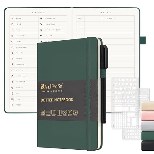 &And Per Se A5 Journal & Pen Set – Lined and Dotted Styles - Green