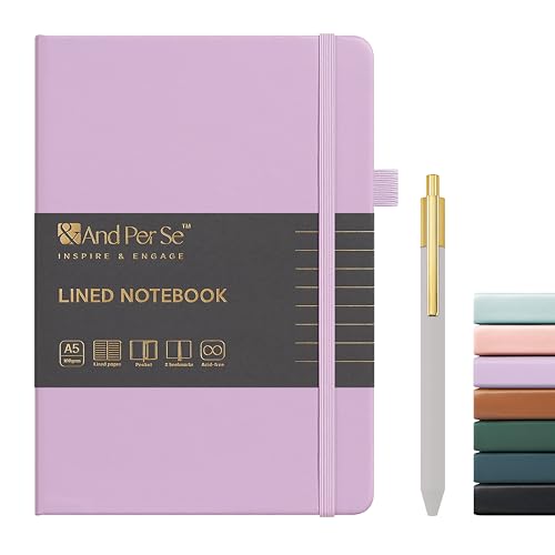 &And Per Se A5 Journal & Pen Set – Lined and Dotted Styles - Purple