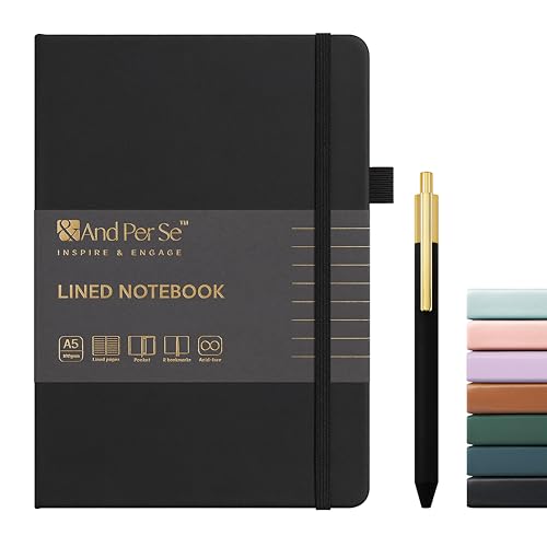 &And Per Se A5 Journal & Pen Set – Lined and Dotted Styles - Black