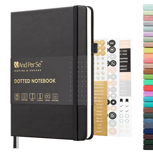&And Per Se A5 Hardcover Journal Notebook – Multiple Paper Styles - Black