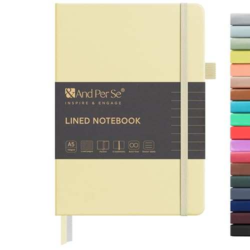 &And Per Se A5 Hardcover Journal Notebook – Multiple Paper Styles - Light Yellow