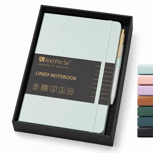 &And Per Se A5 Journal & Pen Set – Lined and Dotted Styles - Cyan