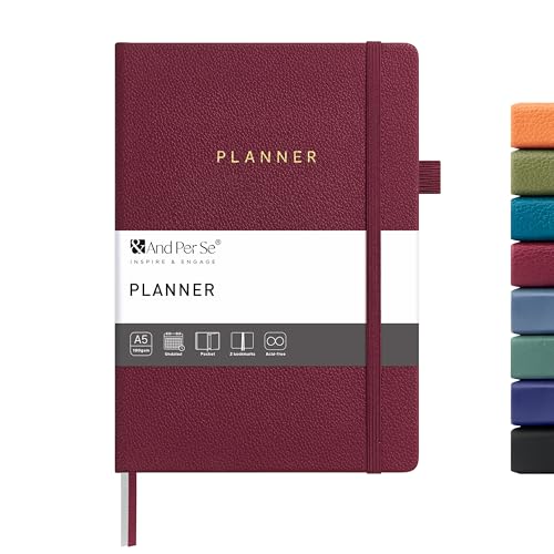 &And Per Se Undated Academic Planner – A5 Hardcover - Dark Red