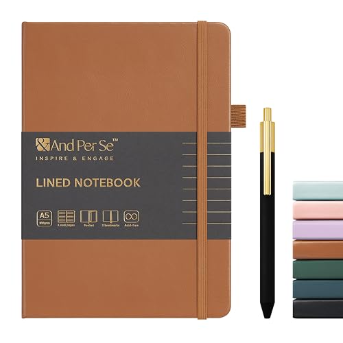 &And Per Se A5 Journal & Pen Set – Lined and Dotted Styles - Light Brown