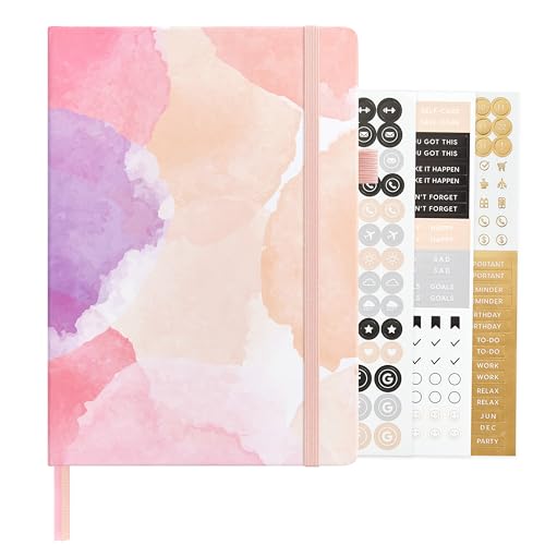 &And Per Se A5 Hardcover Journal Notebook – Multiple Paper Styles - Blush Watercolor