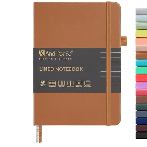 &And Per Se A5 Hardcover Journal Notebook – Multiple Paper Styles - Light Brown