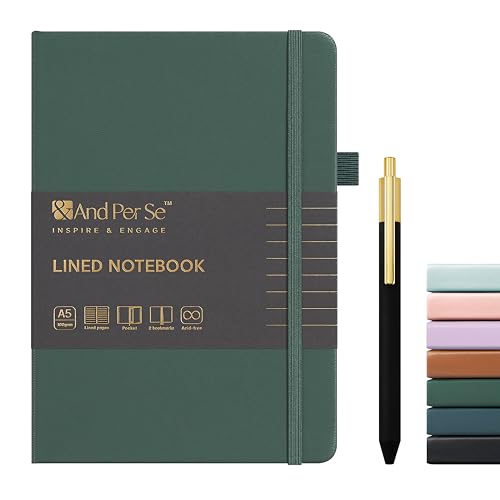 &And Per Se A5 Journal & Pen Set – Lined and Dotted Styles - Green