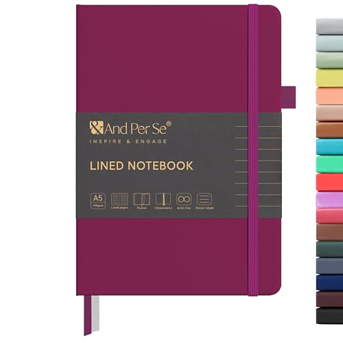 &And Per Se A5 Hardcover Journal Notebook – Multiple Paper Styles - Mulberry Purple