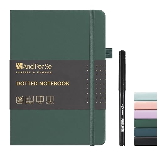 &And Per Se A5 Journal & Pen Set – Lined and Dotted Styles - Green