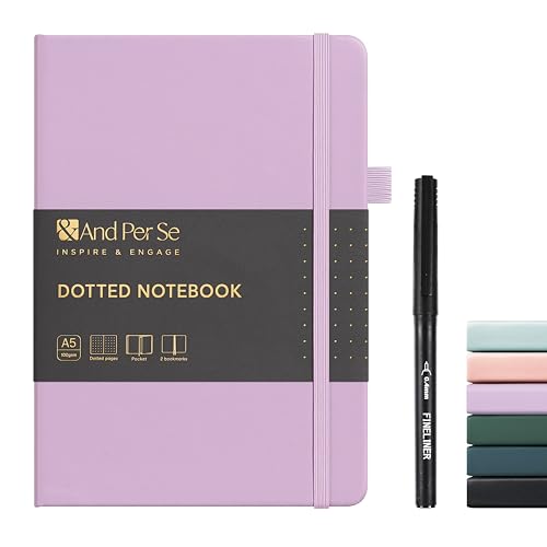 &And Per Se A5 Journal & Pen Set – Lined and Dotted Styles - Purple