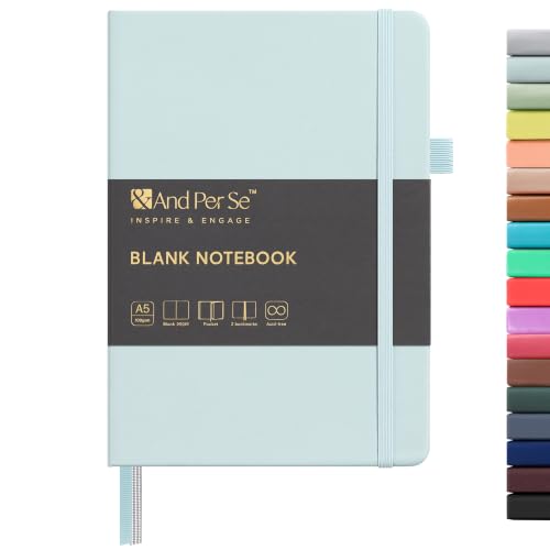 &And Per Se A5 Hardcover Journal Notebook – Multiple Paper Styles - Cyan