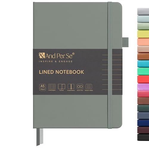 &And Per Se A5 Hardcover Journal Notebook – Multiple Paper Styles - Dark Grey