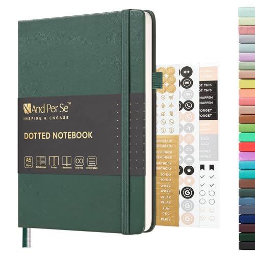 &And Per Se A5 Hardcover Journal Notebook – Multiple Paper Styles - Green