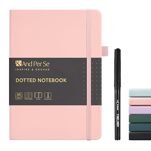 &And Per Se A5 Journal & Pen Set – Lined and Dotted Styles - Pink