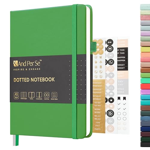 &And Per Se A5 Hardcover Journal Notebook – Multiple Paper Styles - Emerald