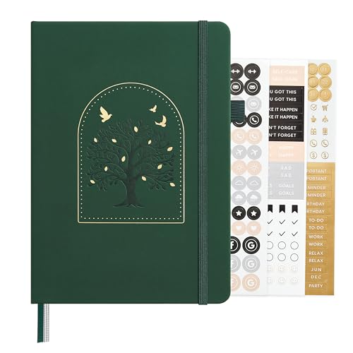 &And Per Se A5 Hardcover Journal Notebook – Multiple Paper Styles - Dark Green with Pattern