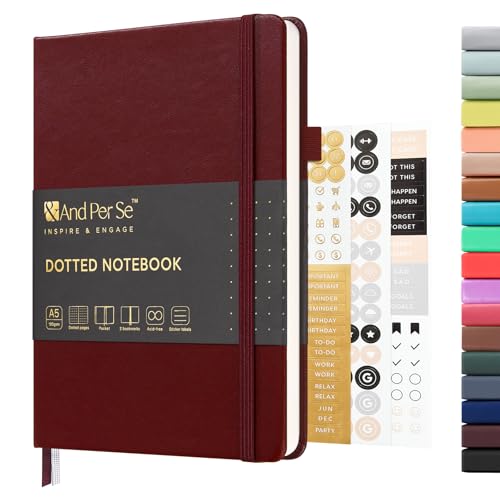 &And Per Se A5 Hardcover Journal Notebook – Multiple Paper Styles - Dark Red