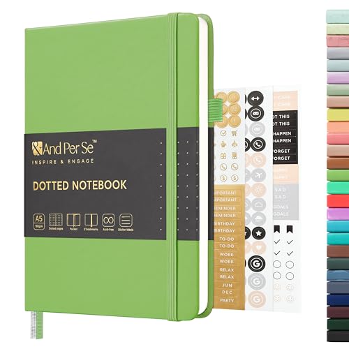 &And Per Se A5 Hardcover Journal Notebook – Multiple Paper Styles - Pastel Green