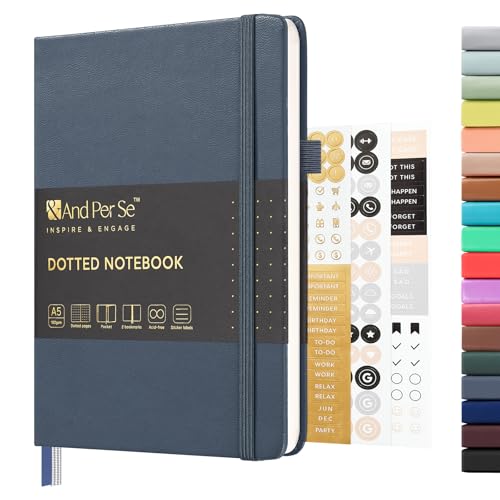 &And Per Se A5 Hardcover Journal Notebook – Multiple Paper Styles - Dark Blue