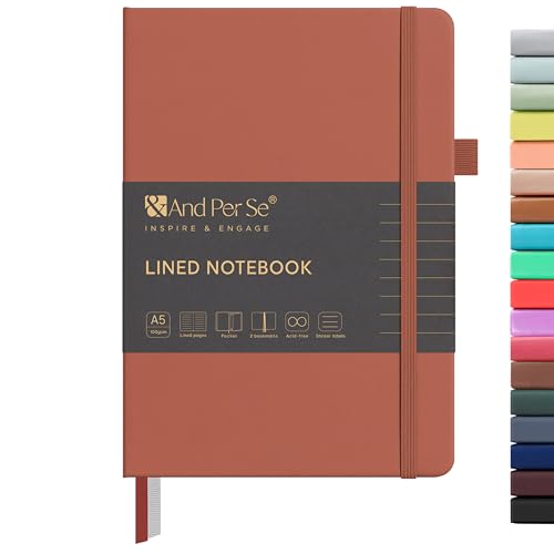 &And Per Se A5 Hardcover Journal Notebook – Multiple Paper Styles - Terracotta