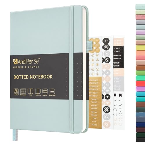 &And Per Se A5 Hardcover Journal Notebook – Multiple Paper Styles - Cyan