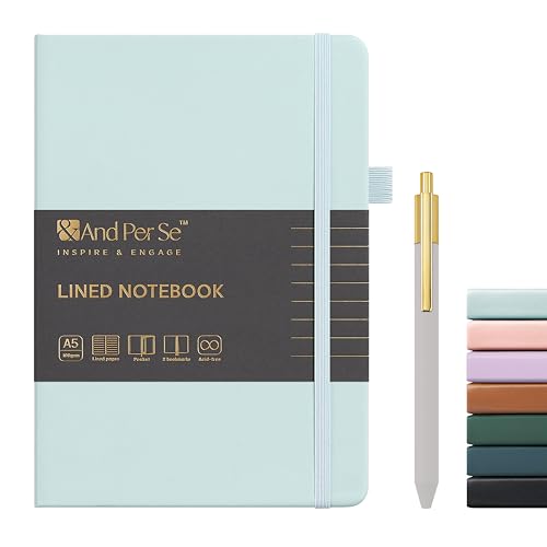 &And Per Se A5 Journal & Pen Set – Lined and Dotted Styles - Cyan