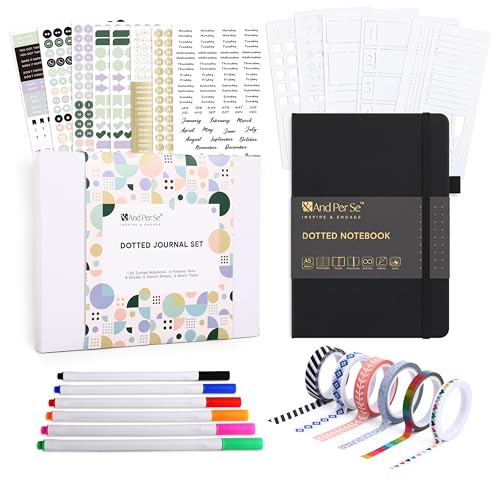 &And Per Se A5 Journal & Pen Set – Lined and Dotted Styles - Black