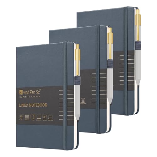&And Per Se A5 Journal & Pen Set – Lined and Dotted Styles - Dark Blue