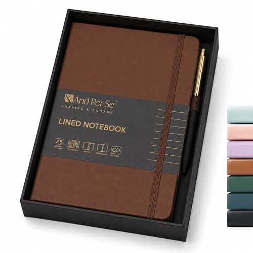 &And Per Se A5 Journal & Pen Set – Lined and Dotted Styles - Brown