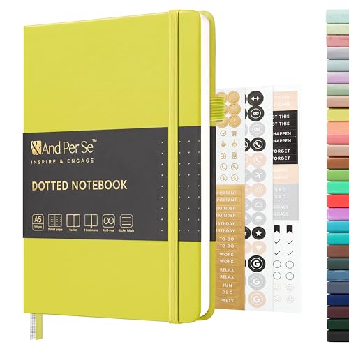 &And Per Se A5 Hardcover Journal Notebook – Multiple Paper Styles - Lime Green