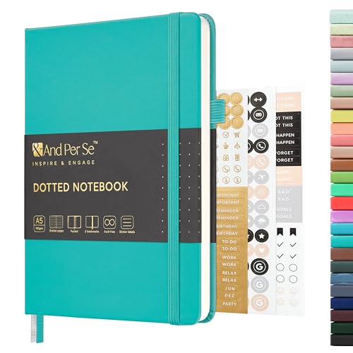 &And Per Se A5 Hardcover Journal Notebook – Multiple Paper Styles - Turquoise