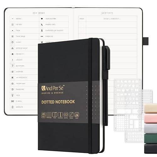 &And Per Se A5 Journal & Pen Set – Lined and Dotted Styles - Black